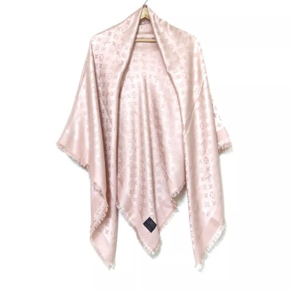 100% Authentic LOUIS VUITTON Shawl Monogram Naturel Scarf Silk Wool - Picture 1 of 9